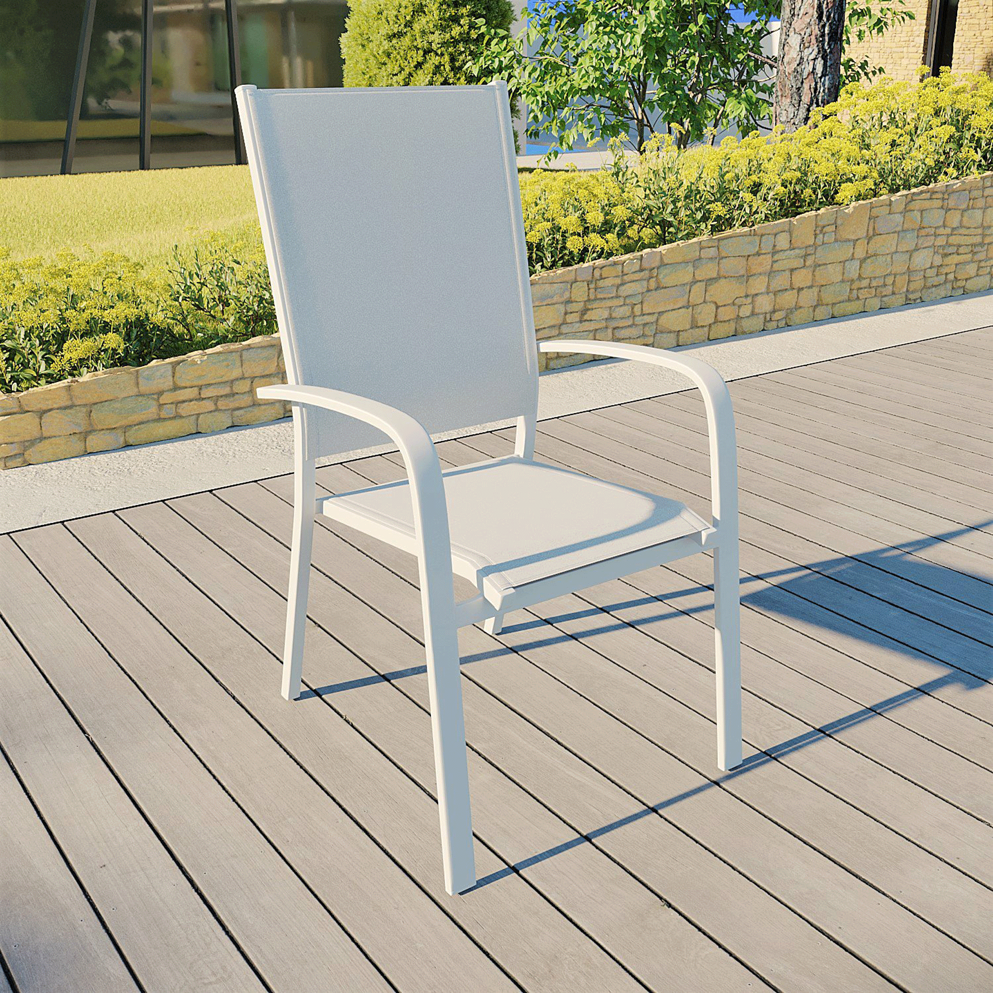 Fauteuil de jardin haut alu empilable Murano - Mobellia