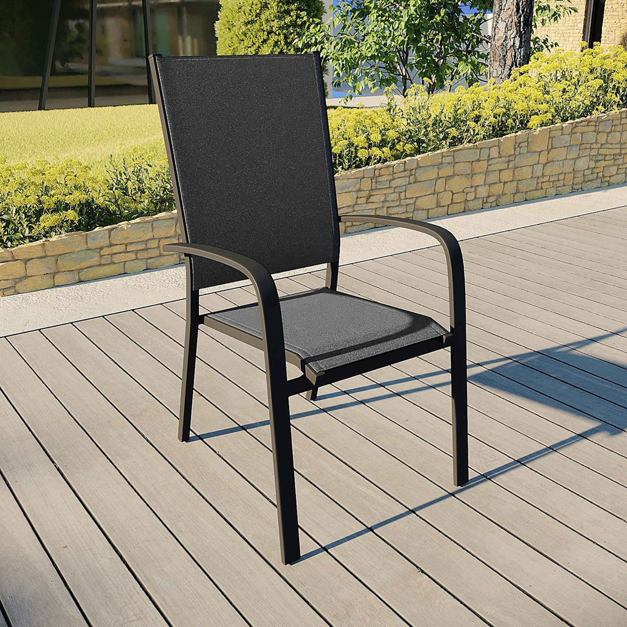 Fauteuil de jardin haut alu empilable Murano - Mobellia