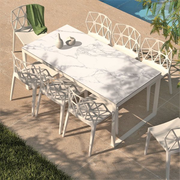 Table de jardin 8 places Aluminium/Céramique Kore (180 x 90 cm) - Mobellia