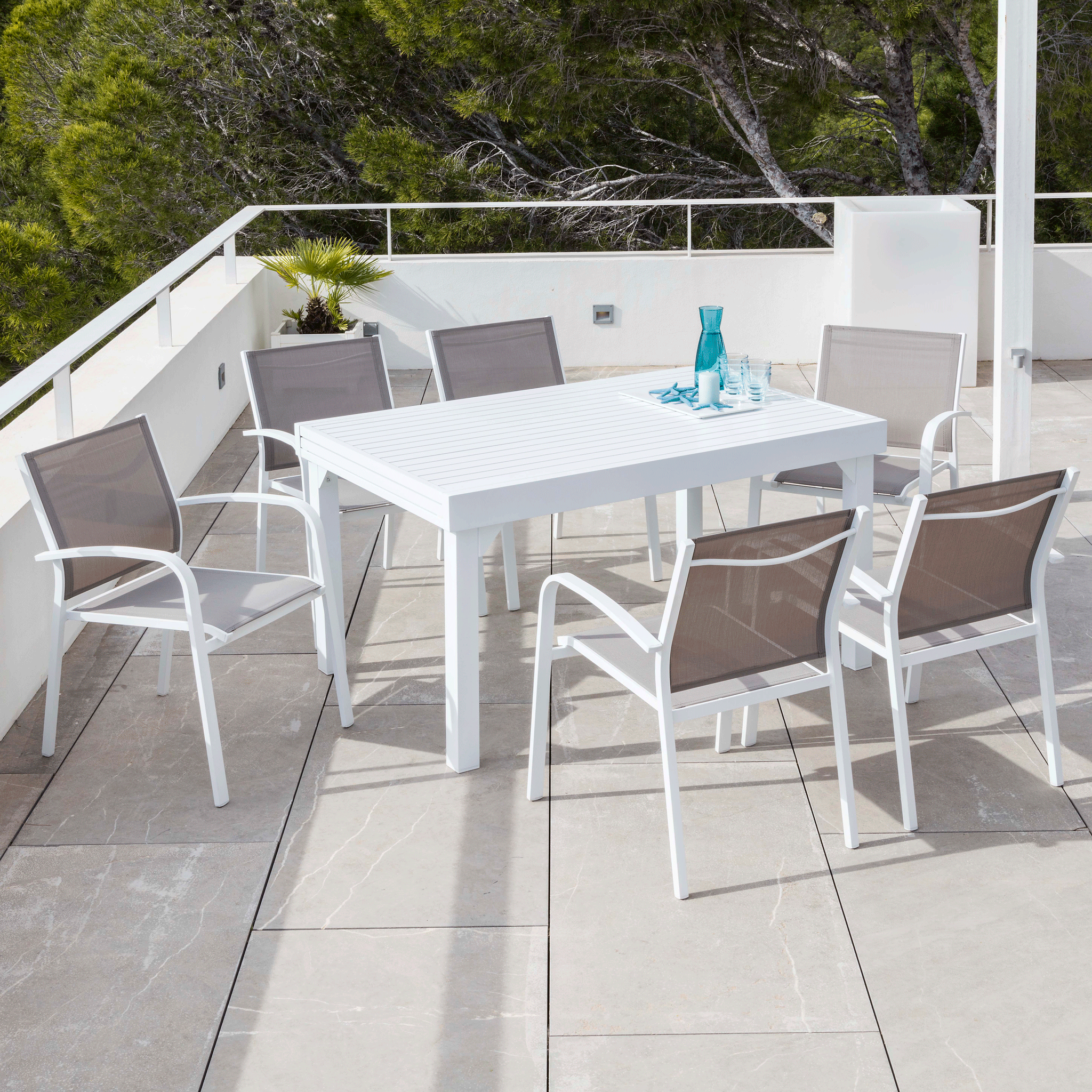 Table de jardin extensible 10 places Aluminium Murano (270 x 90 cm) - Mobellia