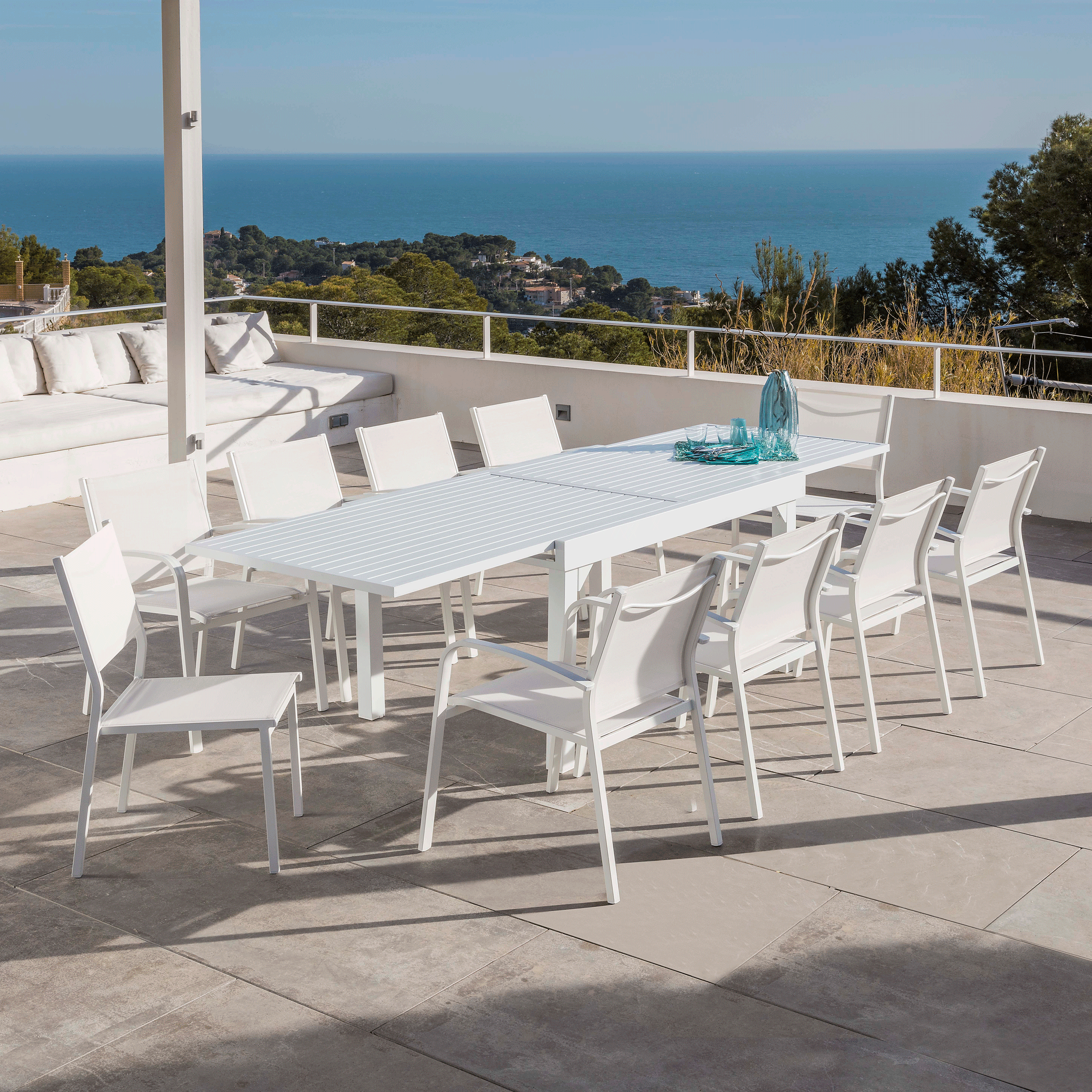 Table de jardin extensible 10 places Aluminium Murano (270 x 90 cm) - Mobellia