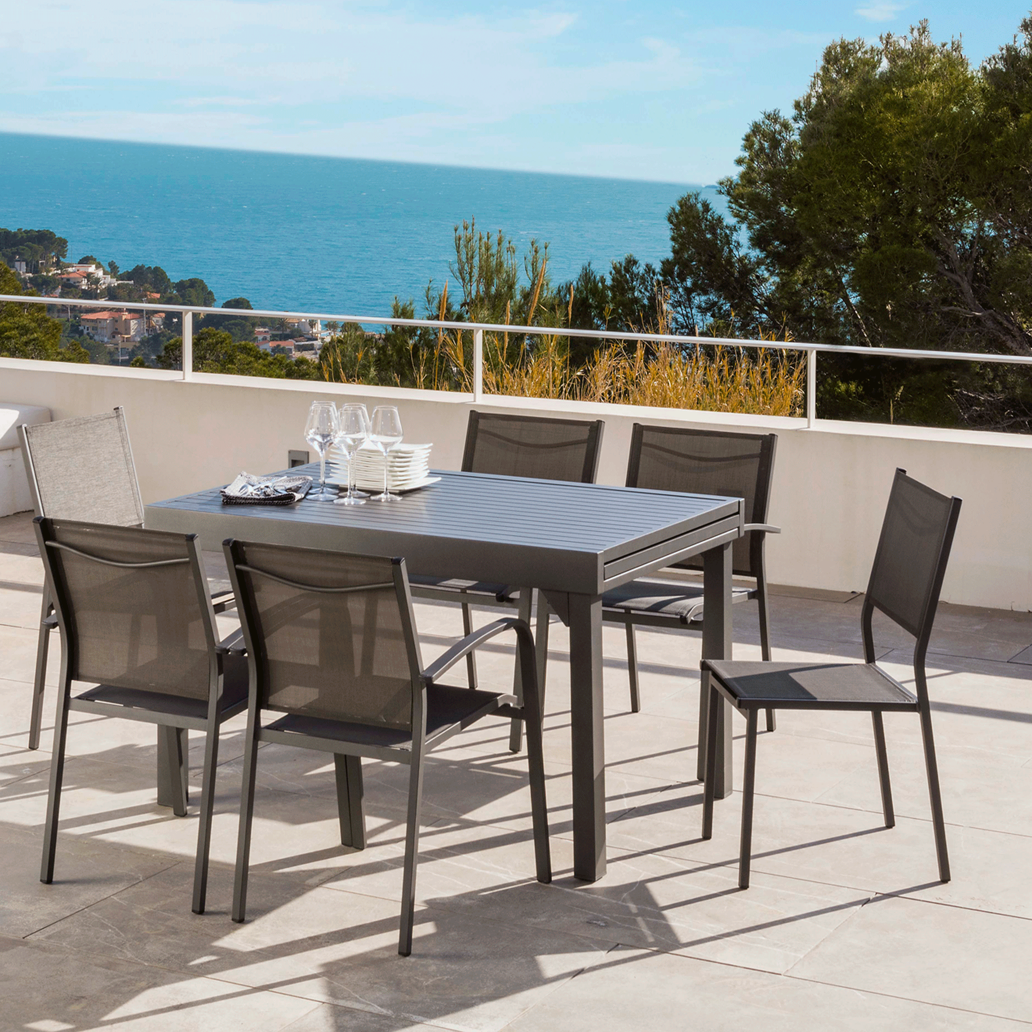 Mesa de jardín extensible de aluminio Murano de 10 plazas (270 x 90 cm) -  Mobellia