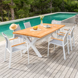 Table de jardin rectangulaire Aluminium/Bois Bali (200 x 100 cm)
