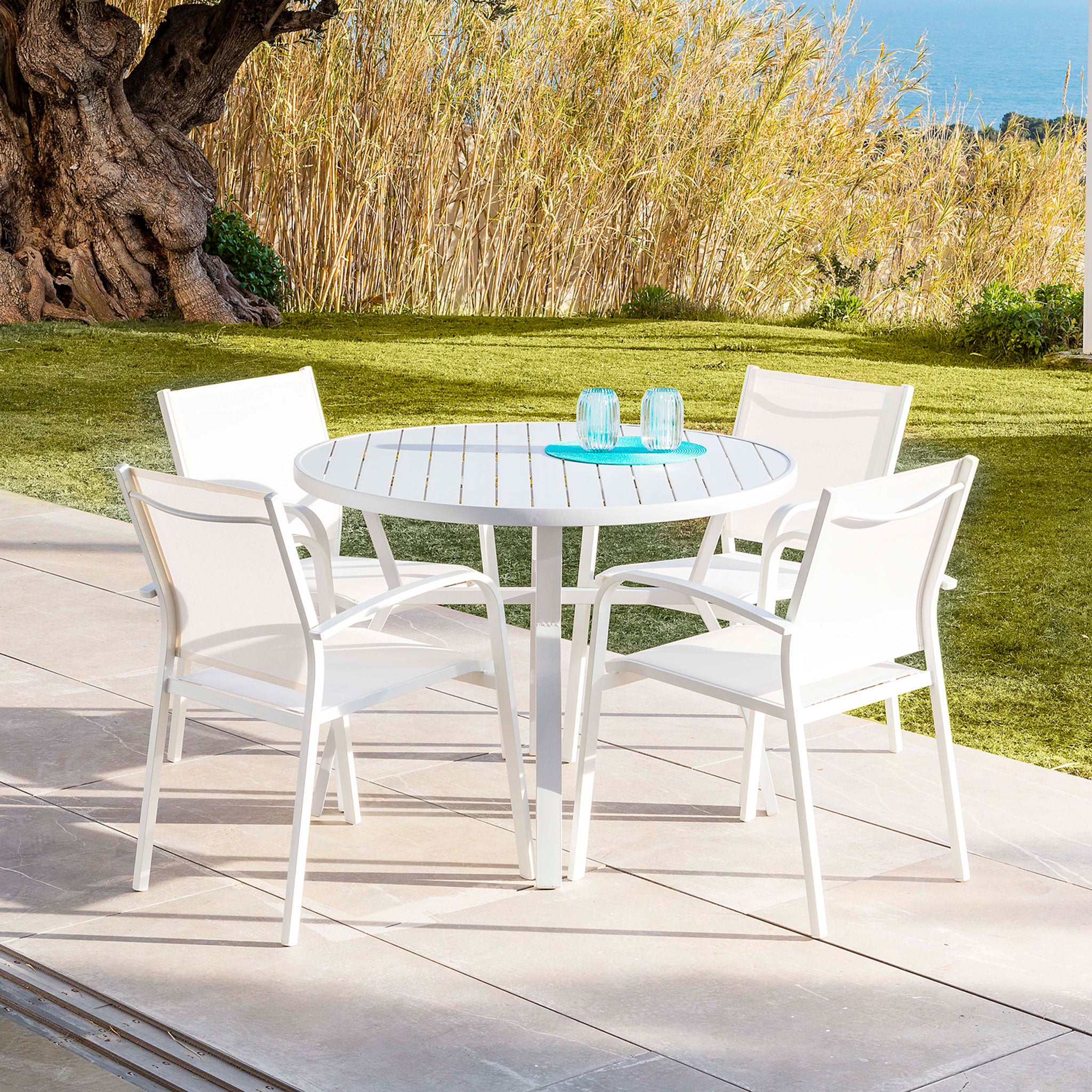 Table de jardin 5 places Aluminium Murano (D105 cm) - Mobellia