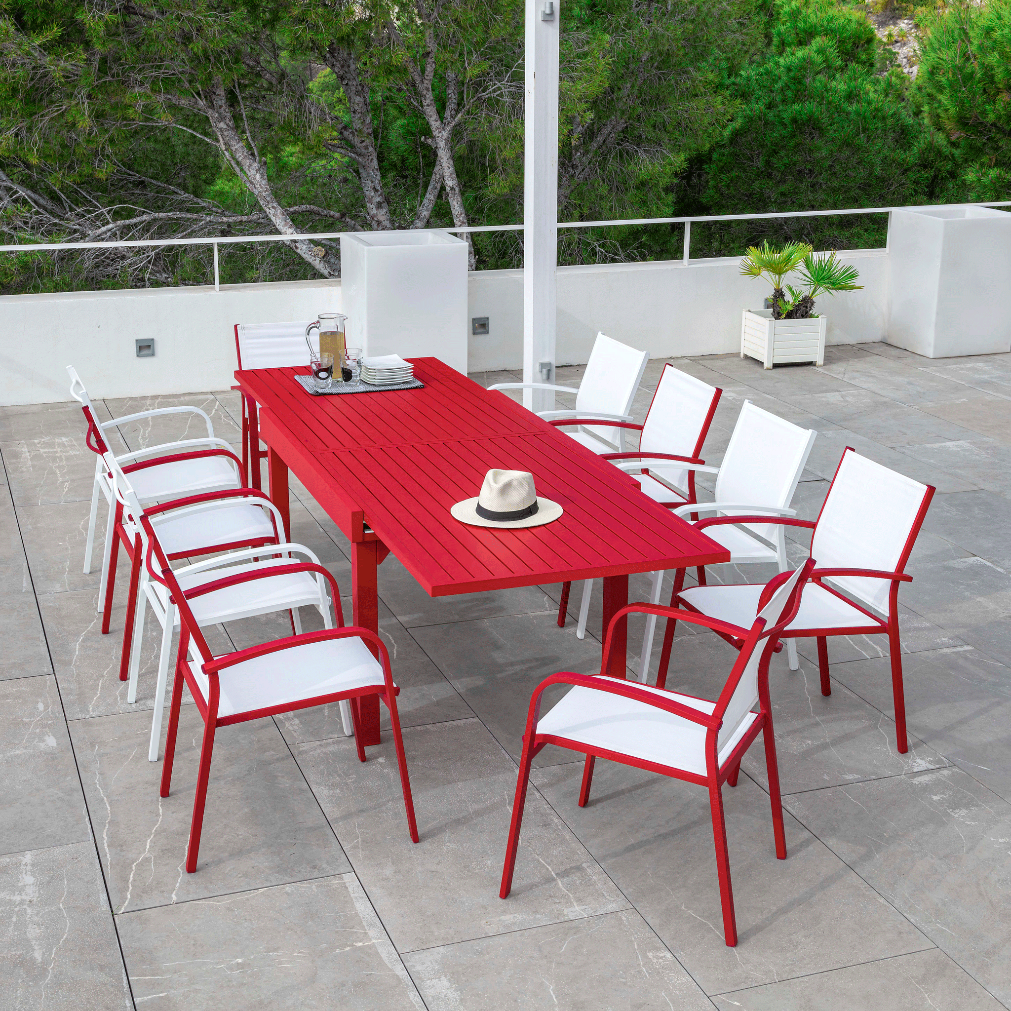 Table de jardin extensible 10 places Aluminium Murano (270 x 90 cm) - Mobellia