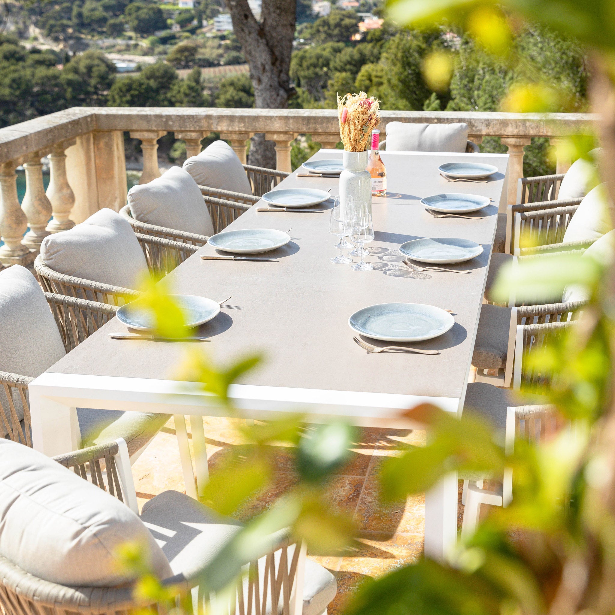 Table de jardin extensible 12 places Aluminium Amalfi - 3 dimensions (195/240/300X96) - Mobellia