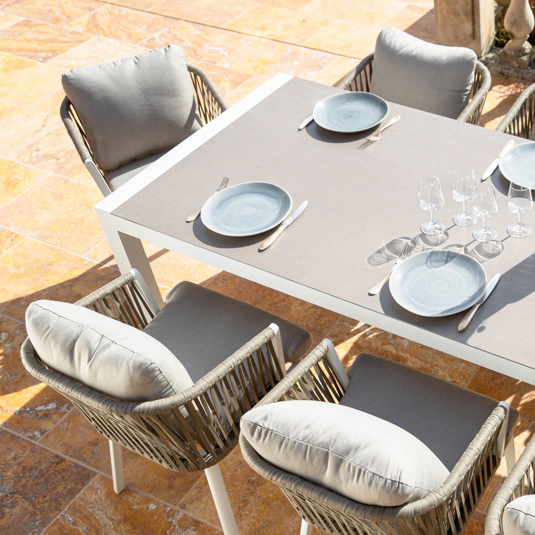 Pack table Sicile + 4 chaises pliantes Amalfi en métal Usage extérieur -  Kaki